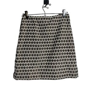 Loft mini skirt cream with brown and gold metallic thread designs size 0 Petite